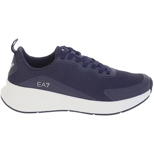 Navy Laced Sneakers Rubber Sole , male, Sizes: 7 1/3 UK, 9 1/3 UK - Emporio Armani EA7 - Modalova