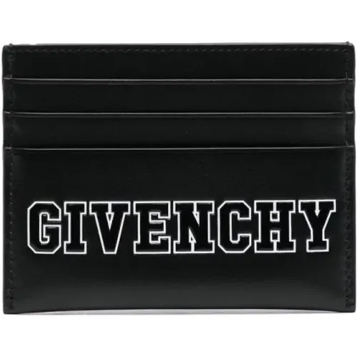 Leather Credit Card Wallet with Logo Print , male, Sizes: ONE SIZE - Givenchy - Modalova