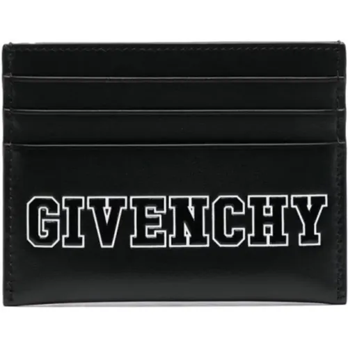 Schwarze Leder-Kreditkartenbrieftasche mit Logo-Druck - Givenchy - Modalova