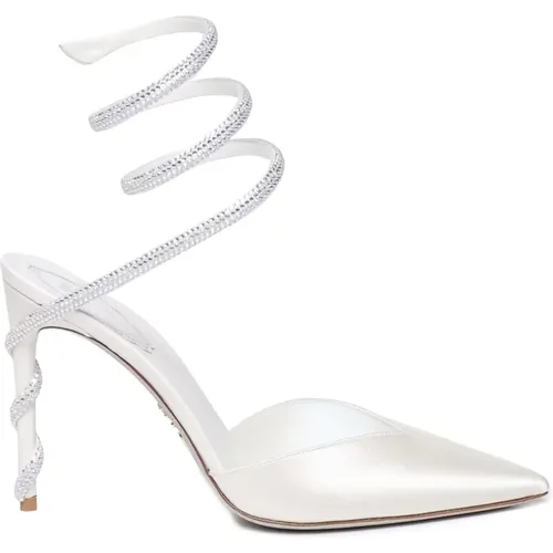 White Slingback Heel with Weave Design , female, Sizes: 5 1/2 UK, 5 UK, 7 UK - René Caovilla - Modalova