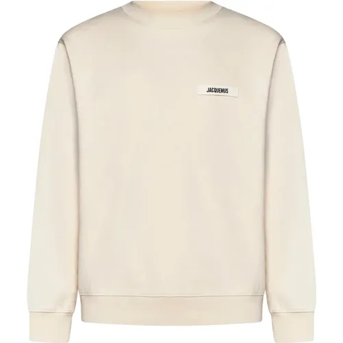 Beiger Pullover mit Logo-Applikation , Herren, Größe: XS - Jacquemus - Modalova