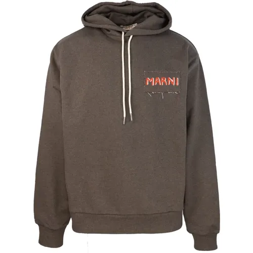 Brauner Hoodie mit Logodetails - Marni - Modalova