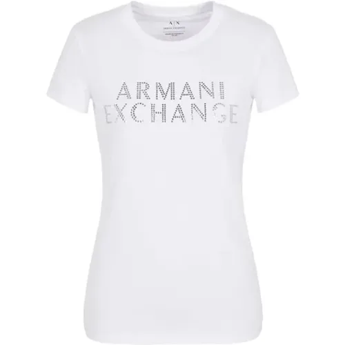 Damen T-Shirt Herbst/Winter , Damen, Größe: L - Armani Exchange - Modalova