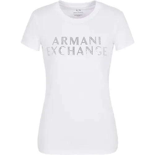 Damen T-Shirt Herbst/Winter , Damen, Größe: M - Armani Exchange - Modalova