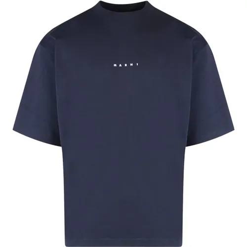 Logo Print Cotton Crew-Neck T-Shirt , male, Sizes: L, M, S, XS - Marni - Modalova