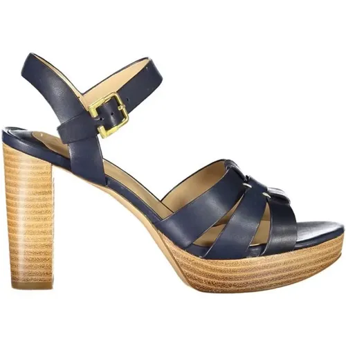 Leather Sandal with 10cm Heel and Ankle Fastening , female, Sizes: 6 UK, 7 UK, 4 UK, 5 UK, 8 UK - Ralph Lauren - Modalova