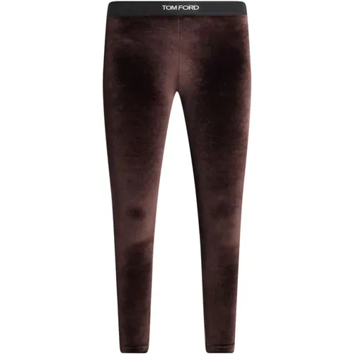 Braune Samt Cropped Hose , Damen, Größe: XS - Tom Ford - Modalova