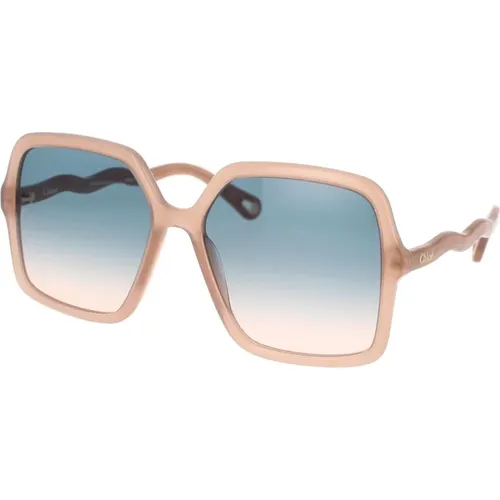 Vintage Oversized Sonnenbrille mit quadratischer Form und biologisch abbaubarem Acetatrahmen mit Verlaufsgläsern , Damen, Größe: 58 MM - Chloé - Modalova