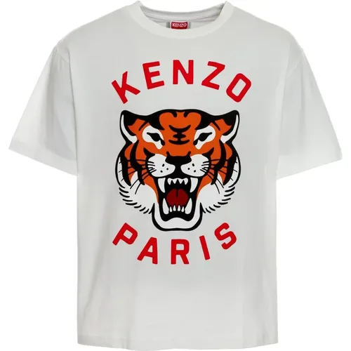 Lucky Tiger Grafik T-Shirt , Herren, Größe: M - Kenzo - Modalova