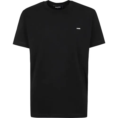 Schwarzes Rundhals-T-Shirt Regular Fit , Herren, Größe: L - Dsquared2 - Modalova