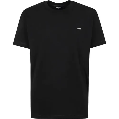 Schwarzes Rundhals-T-Shirt Regular Fit , Herren, Größe: M - Dsquared2 - Modalova