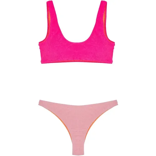 Geprägtes Farbblock-Bikini-Set , Damen, Größe: M - Me-Fui - Modalova