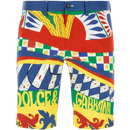 Bedruckte Stretch-Bermuda-Shorts aus Baumwolle , Herren, Größe: L - Dolce & Gabbana - Modalova