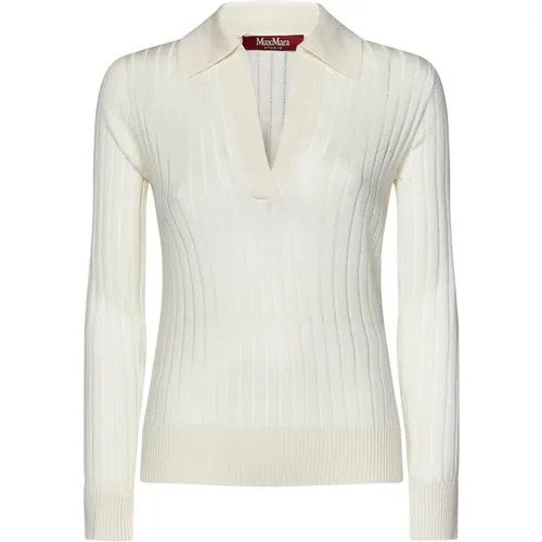 Ribbed Knit Polo Shirt , female, Sizes: L - Max Mara - Modalova