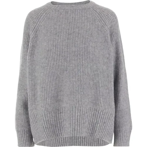 Kaschmir Rundhals Pullover Grau , Damen, Größe: S - allude - Modalova