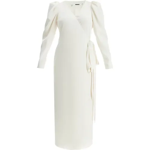 Satin Midi Wickelkleid mit Puffärmeln , Damen, Größe: S - ROTATE Birger Christensen - Modalova