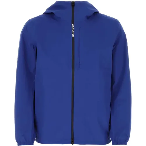 Elektrisch Blaue Polyester K-Way Jacke,Stilvolle Blaue Jacken für Männer - Woolrich - Modalova