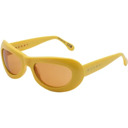 Gelbe Rushes Sonnenbrille , Damen, Größe: 59 MM - Marni - Modalova