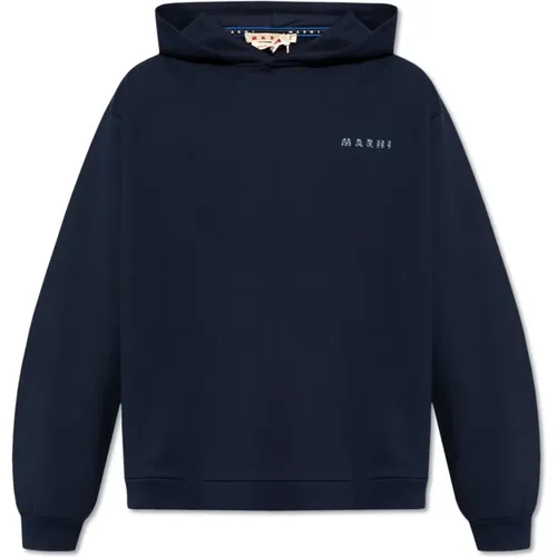 Hoodie with logo print , male, Sizes: M - Marni - Modalova