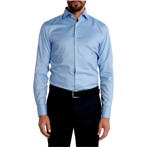 Slim Fit Cotton Twill Shirt with Contrast Details , male, Sizes: 4XL, L, 2XL - Hugo Boss - Modalova