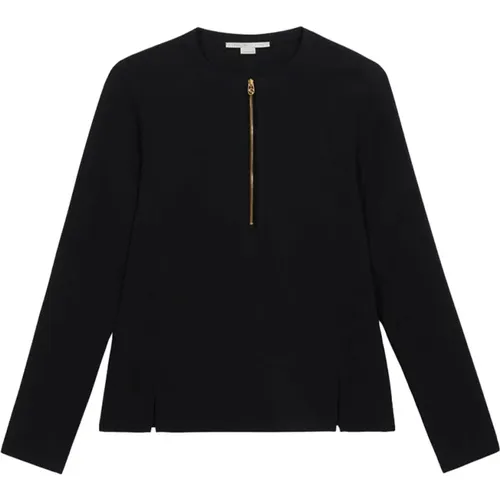 Schwarzes Zip-Detail-Top , Damen, Größe: L - Stella Mccartney - Modalova