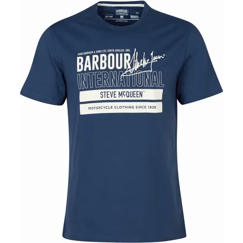Graphic T-Shirt with Steve McQueen Design , male, Sizes: M, XL, L, 2XL - Barbour - Modalova