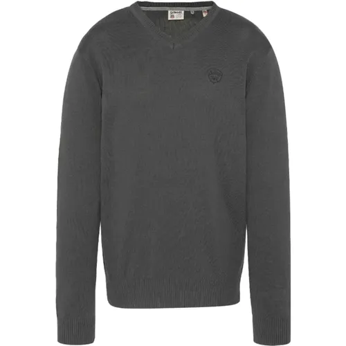 Grauer V-Ausschnitt-Strickpullover , Herren, Größe: M - Schott NYC - Modalova