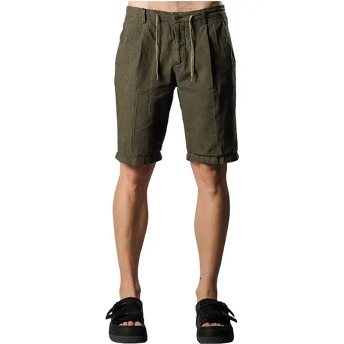 Houndstooth Drawstring Shorts in Khaki , male, Sizes: L, 2XL, XL - 40Weft - Modalova