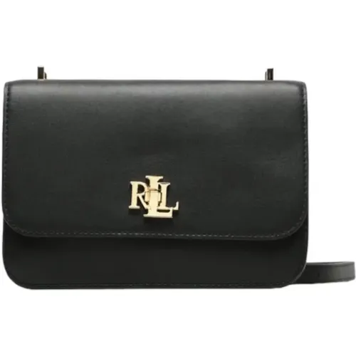 Leather Shoulder Bag with Metal Logo , female, Sizes: ONE SIZE - Ralph Lauren - Modalova