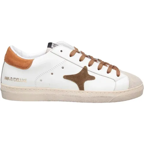 Cognac Leather Sneakers Aw24 , male, Sizes: 9 UK, 11 UK, 10 UK, 8 UK, 6 UK, 7 UK - Ama Brand - Modalova