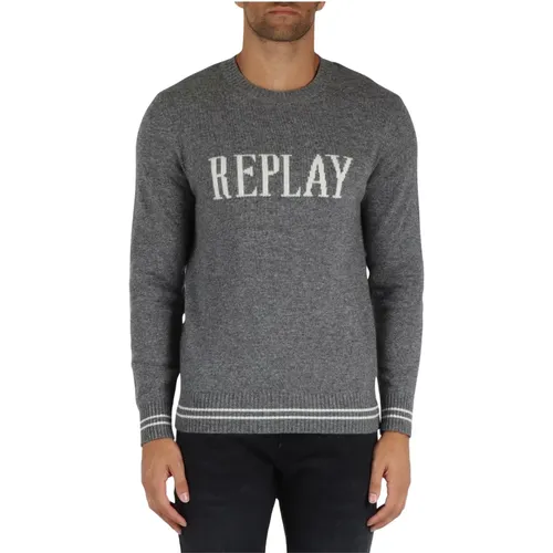 Premium Wool Blend Crewneck Sweater , male, Sizes: M, XL, L, S - Replay - Modalova