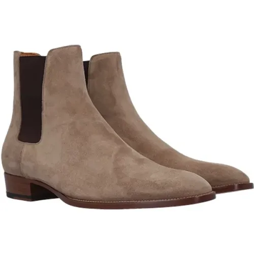 Brown Suede Chelsea Boots , male, Sizes: 6 UK - Saint Laurent - Modalova