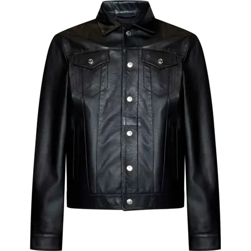 Leather Jacket Shirt Collar , male, Sizes: XL - Dsquared2 - Modalova