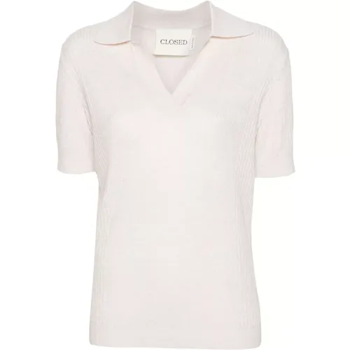 Ivory Linen-Cotton Polo Shirt , female, Sizes: L - closed - Modalova