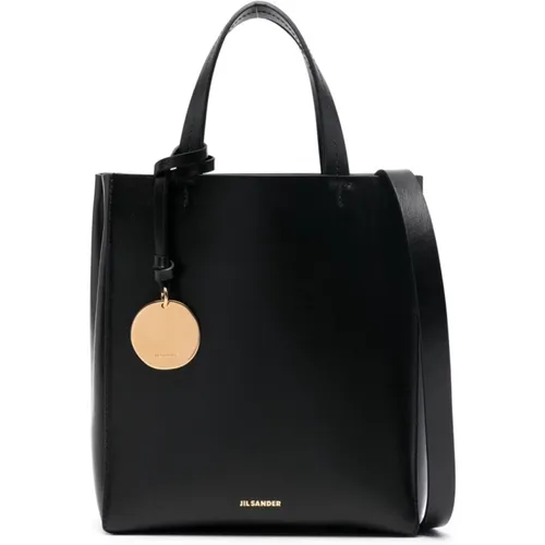 Leather Tote Bag with Gold Hardware , female, Sizes: ONE SIZE - Jil Sander - Modalova