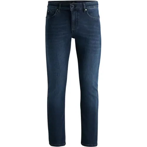 Slim Fit Jeans with Leather Logo , male, Sizes: W35, W40, W34, W38 - Hugo Boss - Modalova