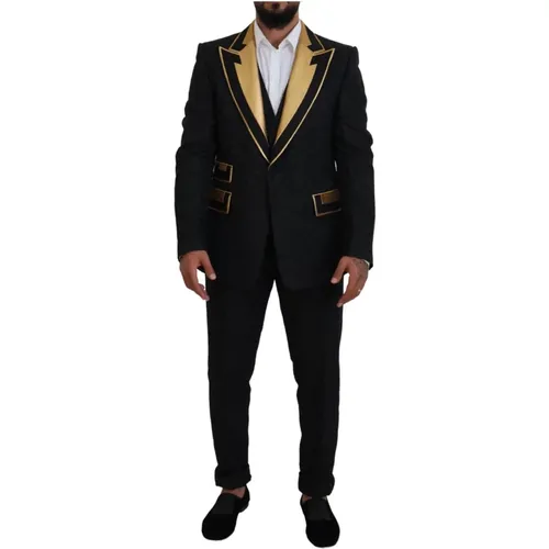 Schwarzer Gold Fantasy Tuxedo Slim Fit Anzug - Dolce & Gabbana - Modalova