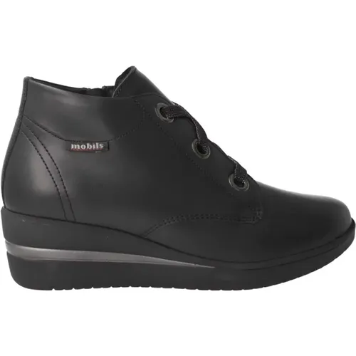 Schwarze Leder Damen Stiefeletten , Damen, Größe: 37 1/2 EU - mephisto - Modalova