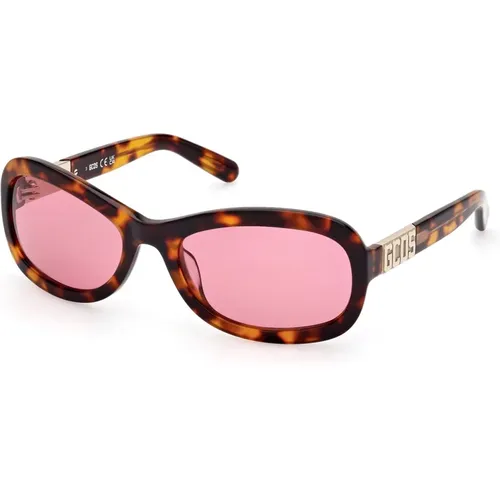 Ovale Sonnenbrille für Damen in Havana mit rosa Gläsern - Gcds - Modalova