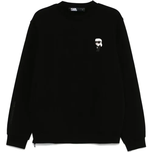 Schwarzer Pullover mit ikonischem Patch - Karl Lagerfeld - Modalova