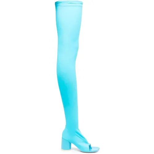 Blau Overknee Stiefel - Modischer Stil , Damen, Größe: 36 EU - MM6 Maison Margiela - Modalova