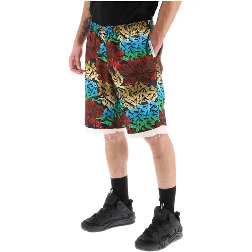 Graffiti Print Twill Shorts , Herren, Größe: S - Children Of The Discordance - Modalova