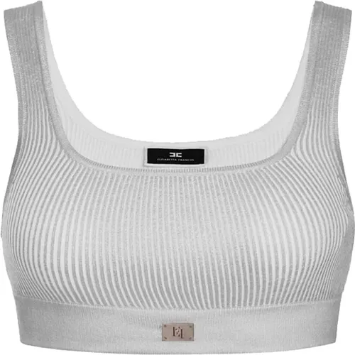 Silver Top , female, Sizes: L - Elisabetta Franchi - Modalova