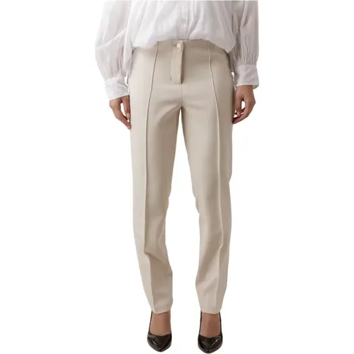 Elasticated Waistband Trousers with Pressed Crease , female, Sizes: S, L - CAMBIO - Modalova