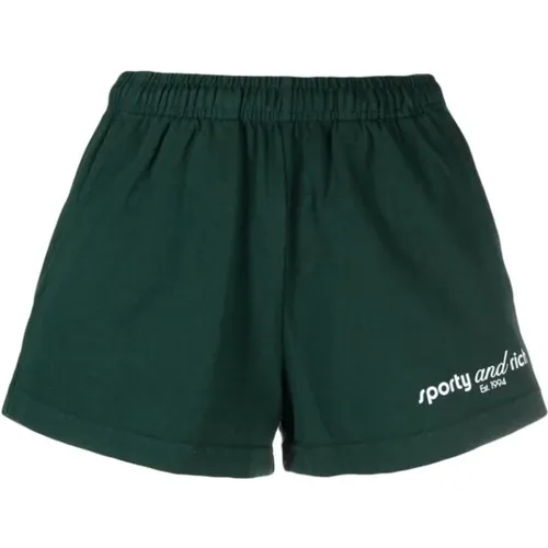Waldgrüne Baumwoll A-Line Shorts , Damen, Größe: S - Sporty & Rich - Modalova