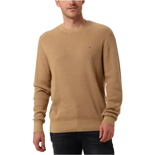 Khaki Refined Structure Sweater , Herren, Größe: L - Tommy Hilfiger - Modalova