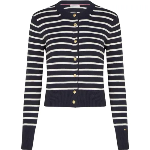 Gestreifter Cardigan und Strickjacke , Damen, Größe: XS - Tommy Hilfiger - Modalova