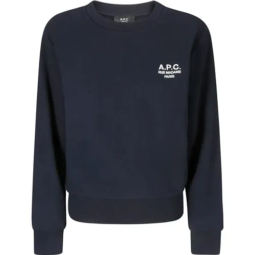 Blaues Boxy Fit Sweatshirt mit Besticktem Logo , Damen, Größe: L - A.P.C. - Modalova