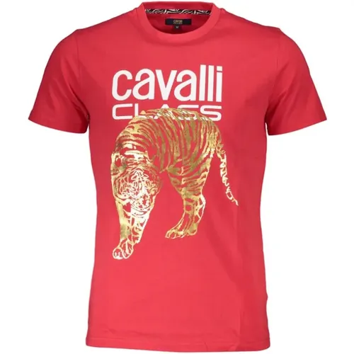 Bedrucktes Logo-T-Shirt Kurzarm Rundhalsausschnitt , Herren, Größe: L - Cavalli Class - Modalova