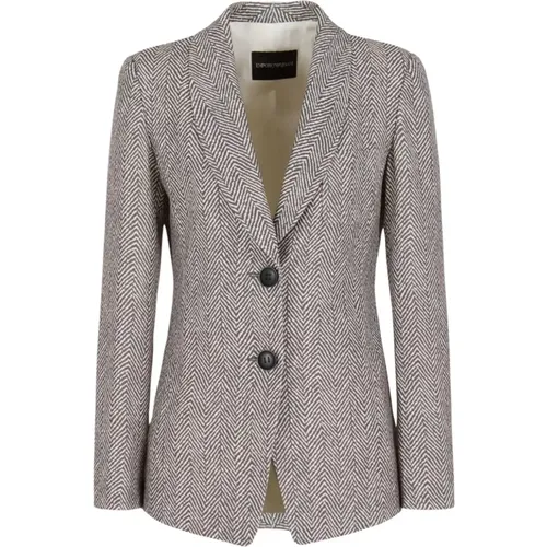 Weiße Herringbone-Blazer - Emporio Armani - Modalova